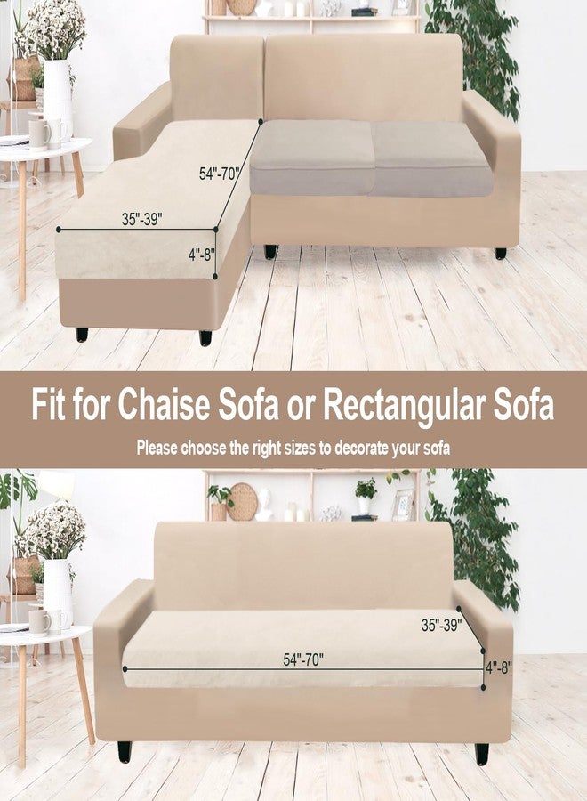 NAISI Sectional Couch Cover 1 Piece Velvet Separate Chaise Lounge Cover Soft Stretch Sofa Slipcovers for Left/Right Chaise Sectional Couch(Chaise Lounge,Beige) - Image 5